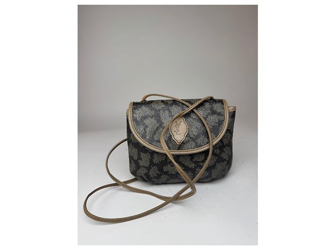 Vintage Yves Saint Laurent Lederhandtasche grau schwarz - Ansicht 6