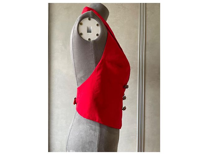 Bustier Corsetto Dior in Seta e Cotone Rosso - vista 3