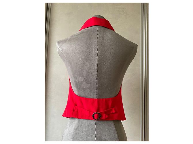 Bustier Corsetto Dior in Seta e Cotone Rosso - vista 4