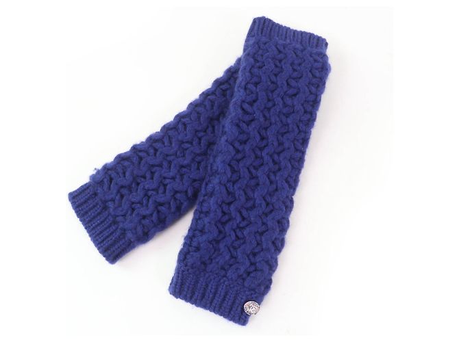 Chanel Snood in maglia, scaldacollo e scaldabraccia in lana, accessorio 2 in 1 Blu - vista 2