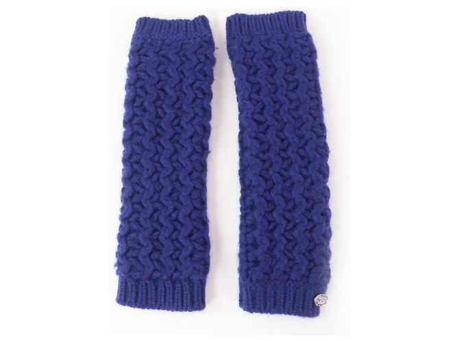 Chanel Snood in maglia, scaldacollo e scaldabraccia in lana, accessorio 2 in 1 Blu - vista 3