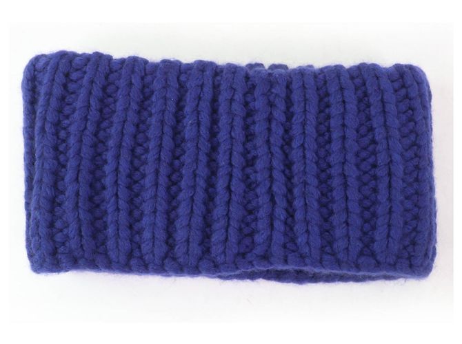 Chanel Snood in maglia, scaldacollo e scaldabraccia in lana, accessorio 2 in 1 Blu - vista 6