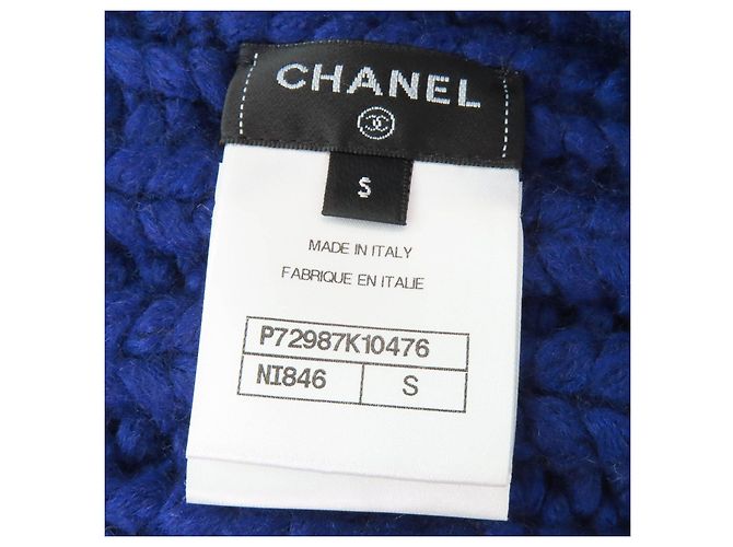 Chanel Snood in maglia, scaldacollo e scaldabraccia in lana, accessorio 2 in 1 Blu - vista 9