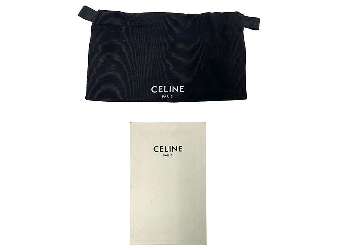 Céline Borsa a Spalla in Tela e Pelle Celine Triomphe Nero Crudo - vista 10