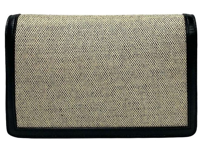 Céline Borsa a Spalla in Tela e Pelle Celine Triomphe Nero Crudo - vista 5