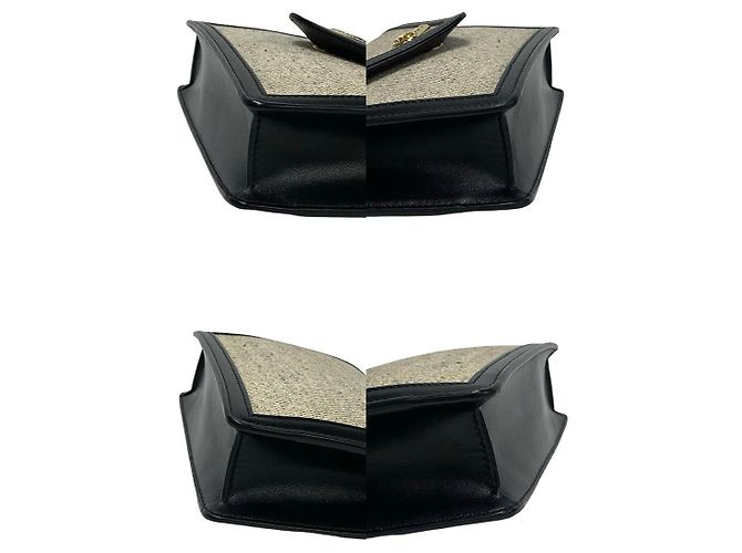 Céline Borsa a Spalla in Tela e Pelle Celine Triomphe Nero Crudo - vista 7