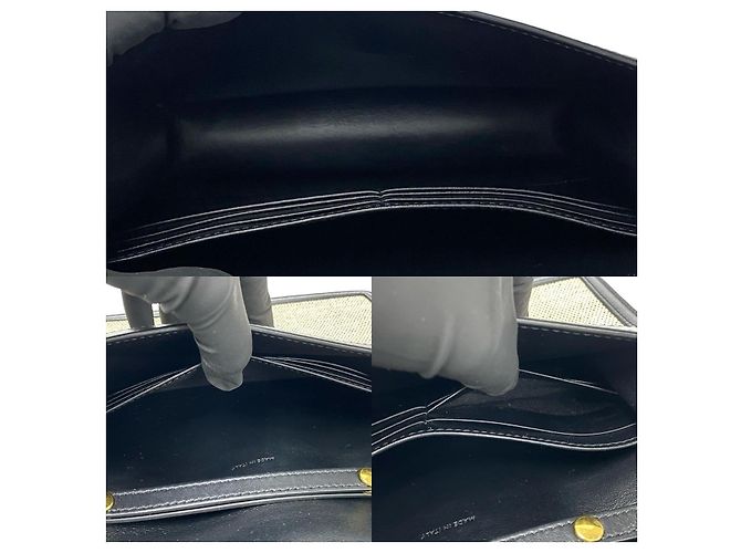 Céline Borsa a Spalla in Tela e Pelle Celine Triomphe Nero Crudo - vista 9