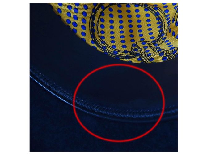 Chapéu de couro e feltro Rabbit da Hermès Azul Azul marinho - vista 11
