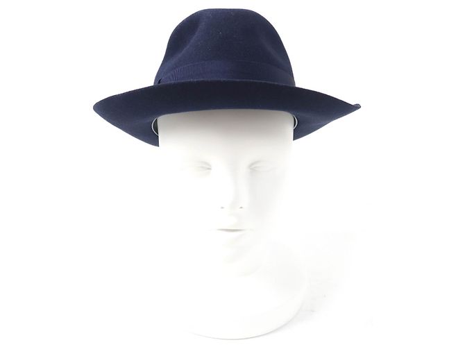 Chapéu de couro e feltro Rabbit da Hermès Azul Azul marinho - vista 2