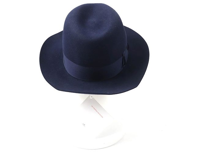 Chapéu de couro e feltro Rabbit da Hermès Azul Azul marinho - vista 4