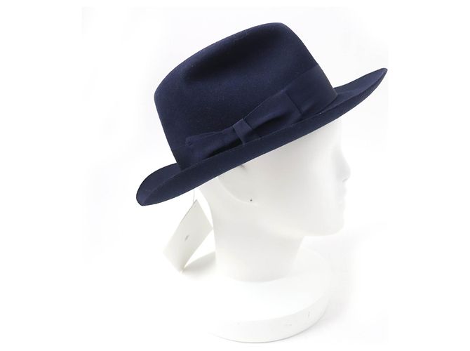 Chapéu de couro e feltro Rabbit da Hermès Azul Azul marinho - vista 5