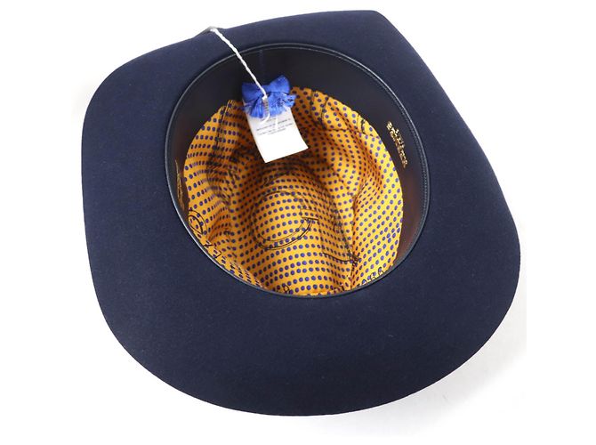Chapéu de couro e feltro Rabbit da Hermès Azul Azul marinho - vista 6