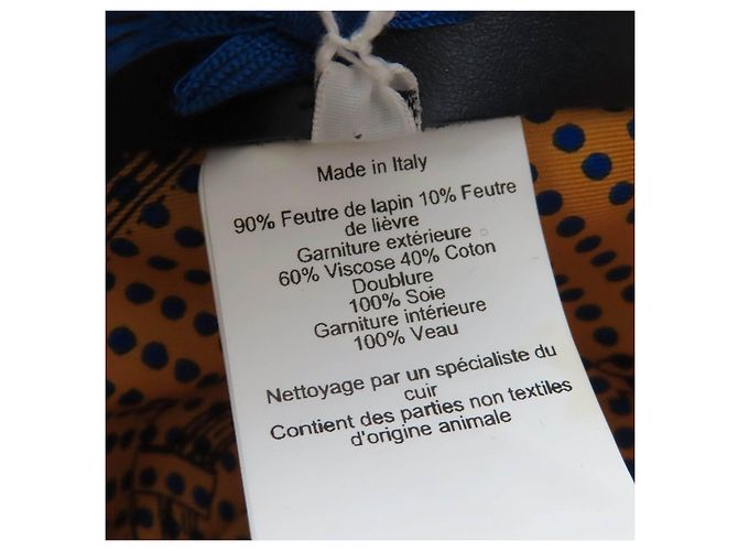 Chapéu de couro e feltro Rabbit da Hermès Azul Azul marinho - vista 9