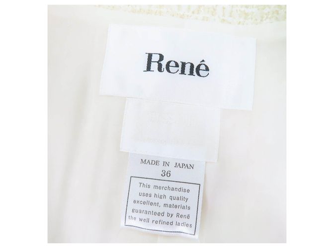 Autre Marque Casaco de lã em tecido tweed sem gola Rene Cru - vista 6