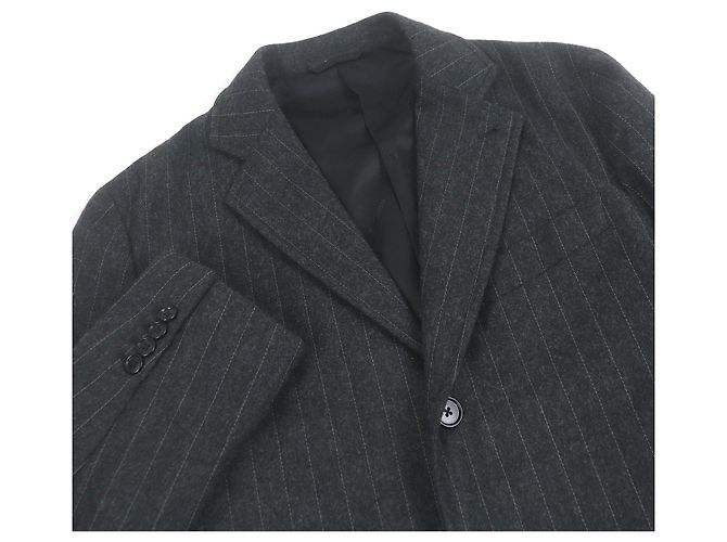 Hermès Hermes Stripe Pattern Wool Suit Set Brown Grey - view 2