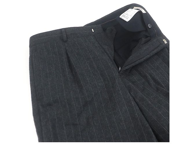 Hermès Hermes Stripe Pattern Wool Suit Set Brown Grey - view 5