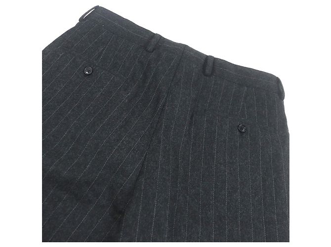 Hermès Hermes Stripe Pattern Wool Suit Set Brown Grey - view 6