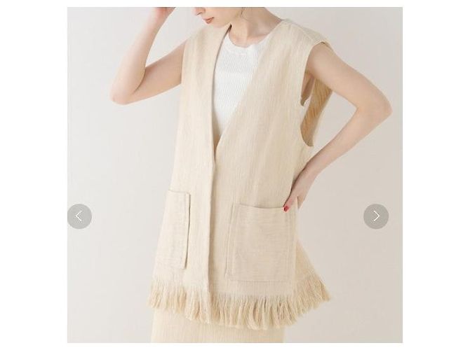 Autre Marque chaleco de flecos de algodón Sara Mallika Beige Crudo - vista 3
