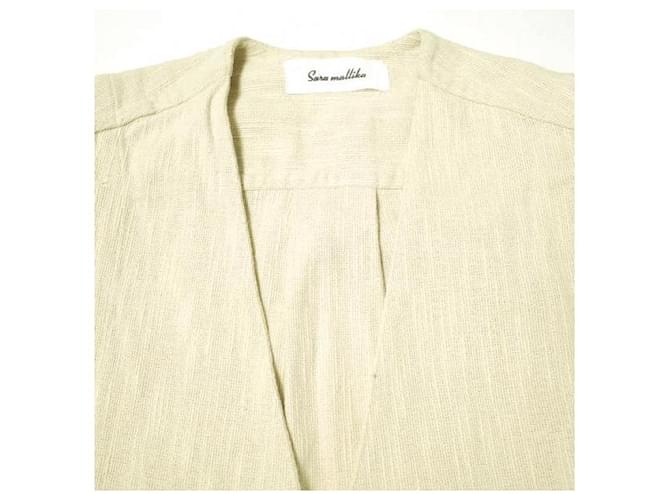 Autre Marque chaleco de flecos de algodón Sara Mallika Beige Crudo - vista 5
