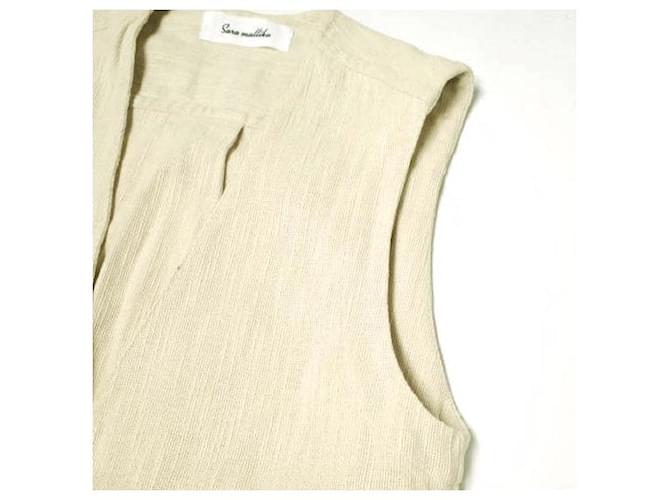 Autre Marque chaleco de flecos de algodón Sara Mallika Beige Crudo - vista 6