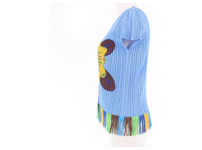 Issey Miyake Camiseta PLEATS PLEASE Flor Tropical con Flecos Azul - vista 2