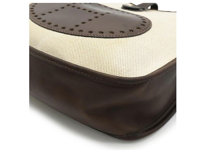 Borsa a spalla Hermès EvelynePM in tela H e pelle Marrone - vista 3