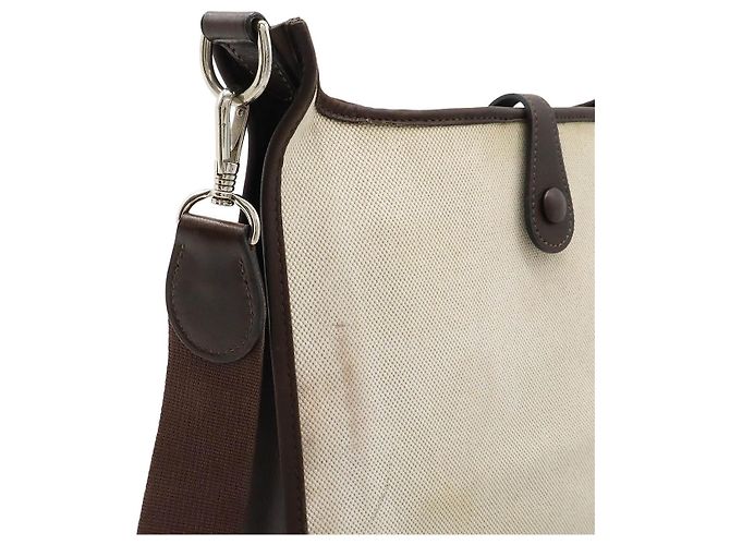 Borsa a spalla Hermès EvelynePM in tela H e pelle Marrone - vista 4