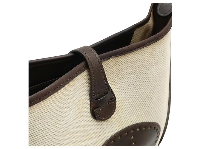 Borsa a spalla Hermès EvelynePM in tela H e pelle Marrone - vista 6