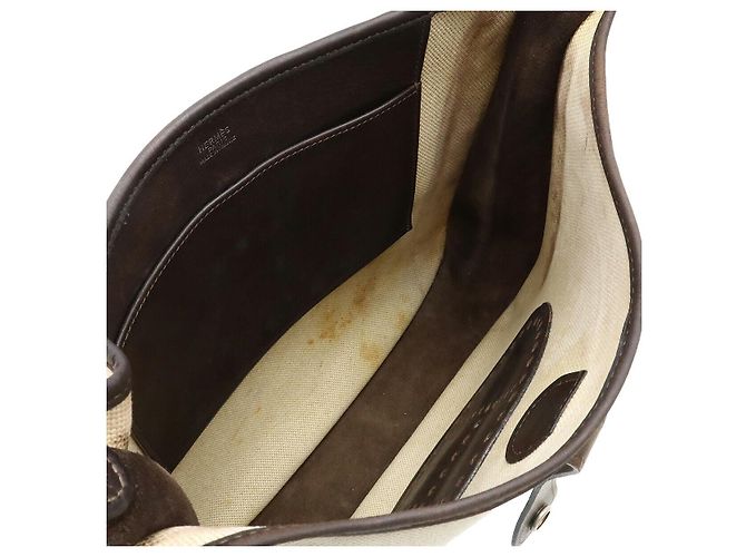Borsa a spalla Hermès EvelynePM in tela H e pelle Marrone - vista 7