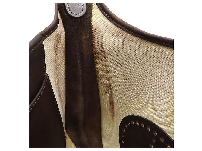 Borsa a spalla Hermès EvelynePM in tela H e pelle Marrone - vista 8