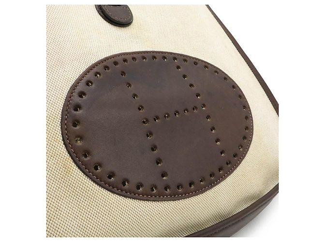 Borsa a spalla Hermès EvelynePM in tela H e pelle Marrone - vista 9