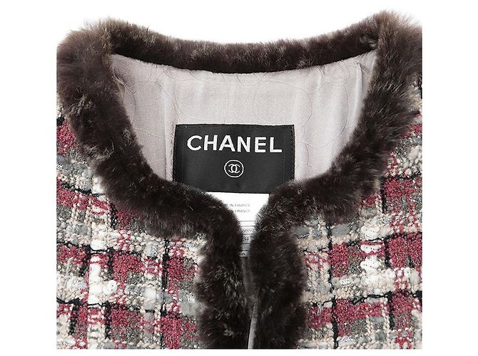 Conjunto de piel de conejo de tweed de Chanel Castaño Roja - vista 12