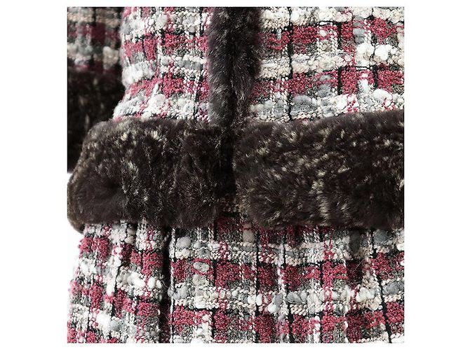 Conjunto de piel de conejo de tweed de Chanel Castaño Roja - vista 13