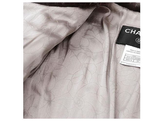 Conjunto de piel de conejo de tweed de Chanel Castaño Roja - vista 14