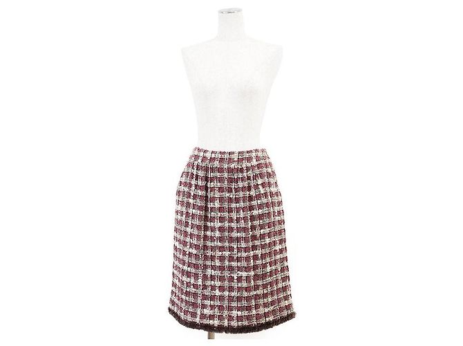 Conjunto de piel de conejo de tweed de Chanel Castaño Roja - vista 18