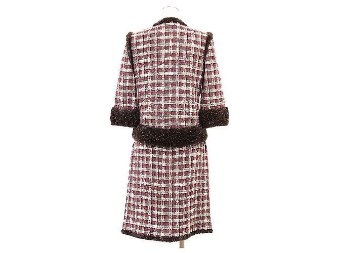 Conjunto de piel de conejo de tweed de Chanel Castaño Roja - vista 2