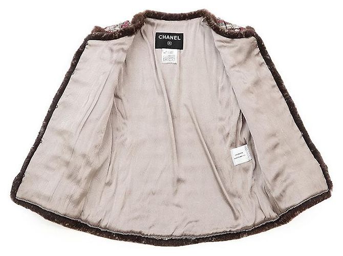Conjunto de piel de conejo de tweed de Chanel Castaño Roja - vista 4