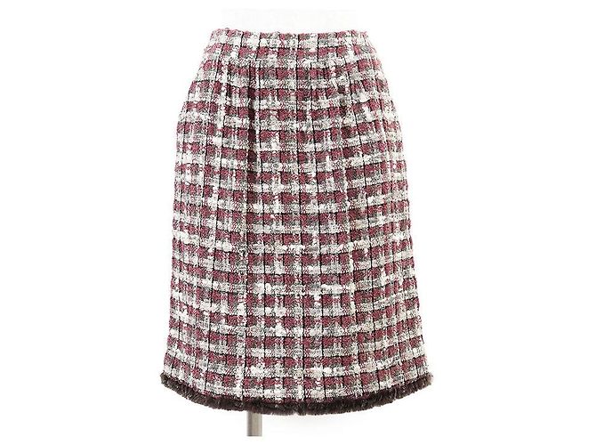 Conjunto de piel de conejo de tweed de Chanel Castaño Roja - vista 7