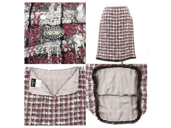 Conjunto de piel de conejo de tweed de Chanel Castaño Roja - vista 9