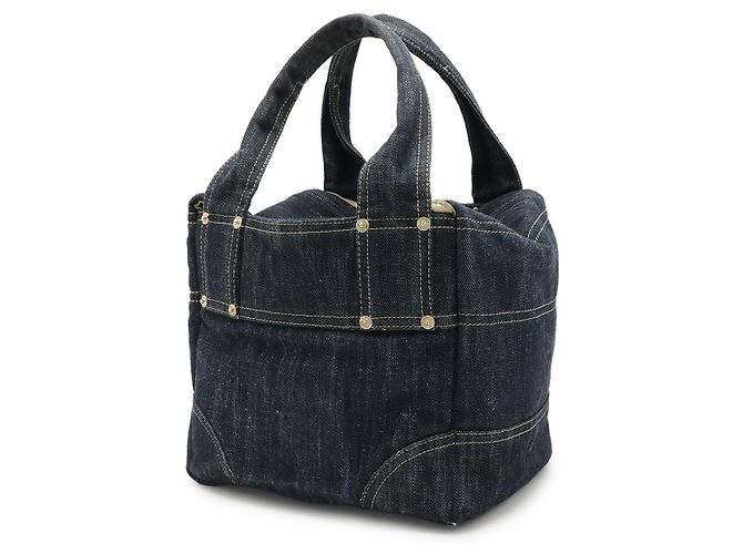 Chanel Glänzende Denim Tote Bag Blau - Ansicht 2