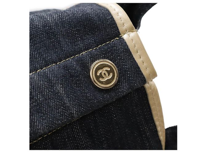 Chanel Glänzende Denim Tote Bag Blau - Ansicht 5