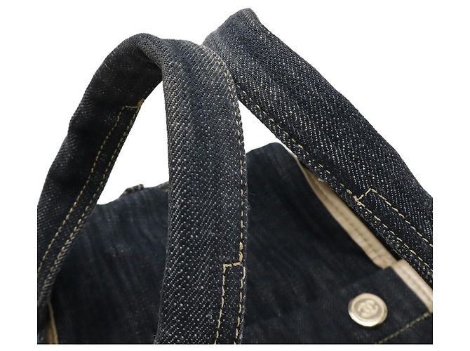 Chanel Glänzende Denim Tote Bag Blau - Ansicht 6