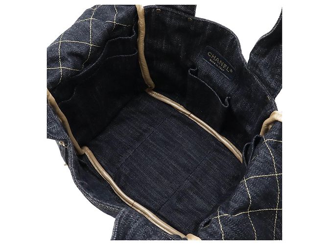 Chanel Glänzende Denim Tote Bag Blau - Ansicht 7
