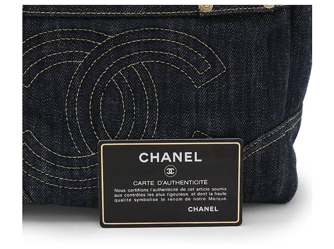 Chanel Glänzende Denim Tote Bag Blau - Ansicht 9