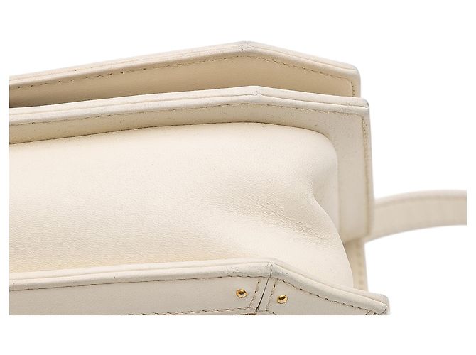 Chanel Blanco Medio Cuero Acolchado Octagonal Cierre CC Crudo - vista 11