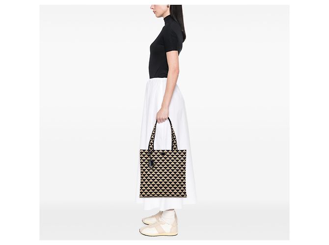 Symbole Prada braune bestickte Canvas Triangolo-Symbol Einkaufstasche - Ansicht 10