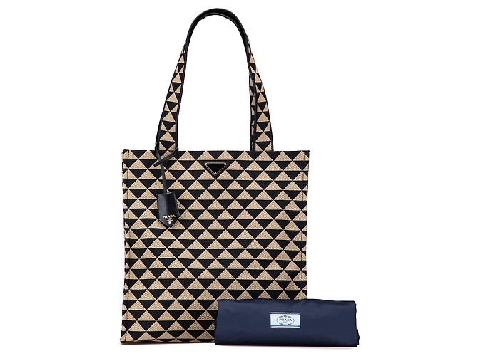 Symbole Prada braune bestickte Canvas Triangolo-Symbol Einkaufstasche - Ansicht 11