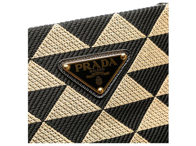 Symbole Prada braune bestickte Canvas Triangolo-Symbol Einkaufstasche - Ansicht 6