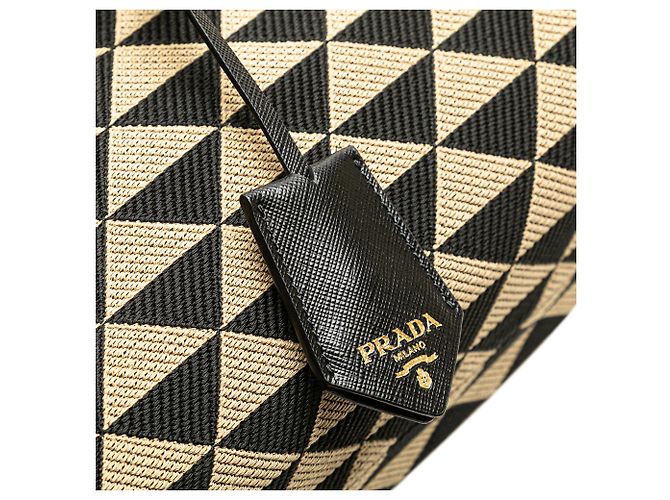 Symbole Prada braune bestickte Canvas Triangolo-Symbol Einkaufstasche - Ansicht 9