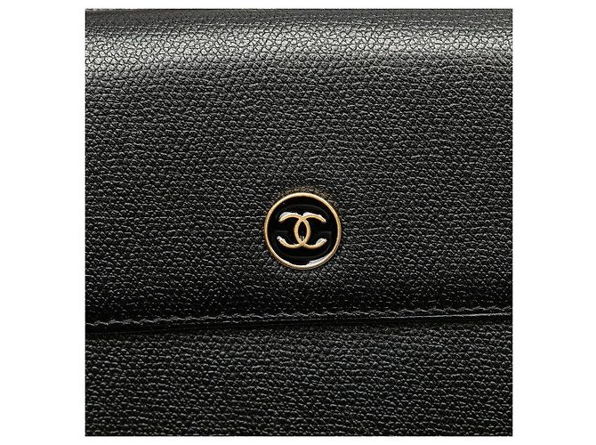 Chanel Coco Button Leder Dreifach-Brieftasche Schwarz - Ansicht 7